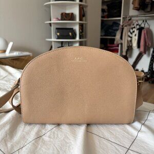APC Half Moon Demi Lune bag in pebbled caviar leather beige